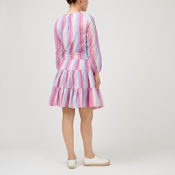 J.Crew metallic stripe shirt dress with belt large - Picture 3 of 4